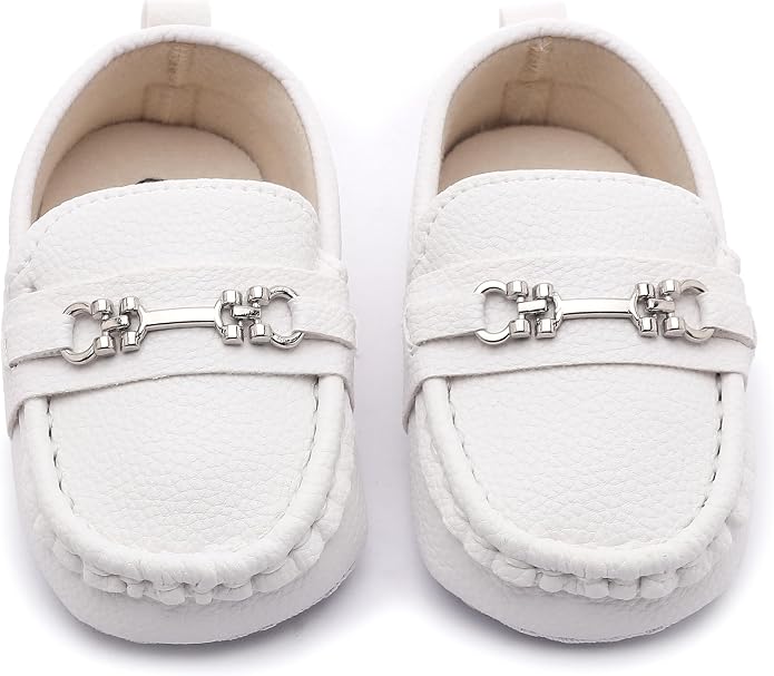 LONSOEN Baby Girls Boys Loafers Prewalker Dress Crib Shoes - Image 2