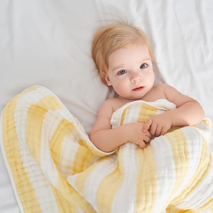 Muslin Hooded Baby Towel 4 Pack, Preuim Muslin 6 Layers Natural Cotton Baby - Image 3