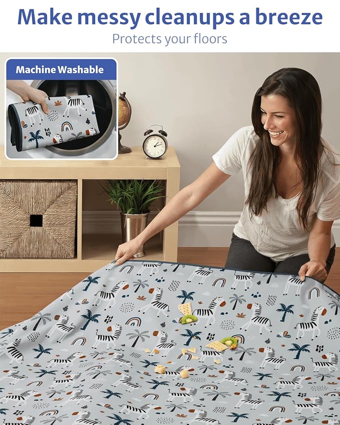 Blissful Diary Baby Splat Mat for Under High Chair, 50.4 x 50.4 Inch Wipeable - Image 6