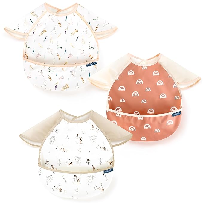 GRSSDER 3-pack Mess Proof Baby Feeding Bibs by BUYNOW