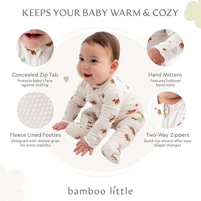 Bamboo Little Soft Baby Footie Pajamas, Baby Clothes, Newborn Sleepers - Image 2