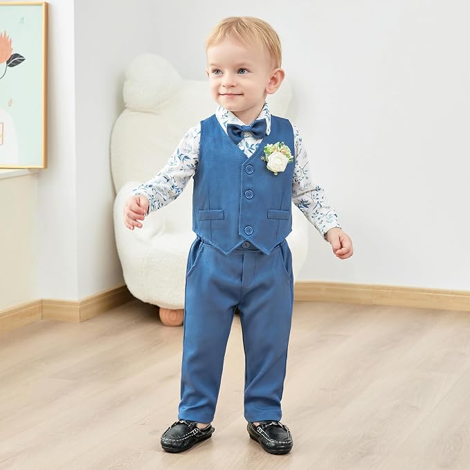SANMIO Baby Boy Clothes Suits Infant Gentleman Outfit Collared Dress - Image 4