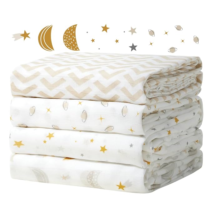 Momcozy Muslin Swaddle Blankets, Ultra Soft Neutral Baby Essentials Must Haves by Momcozy