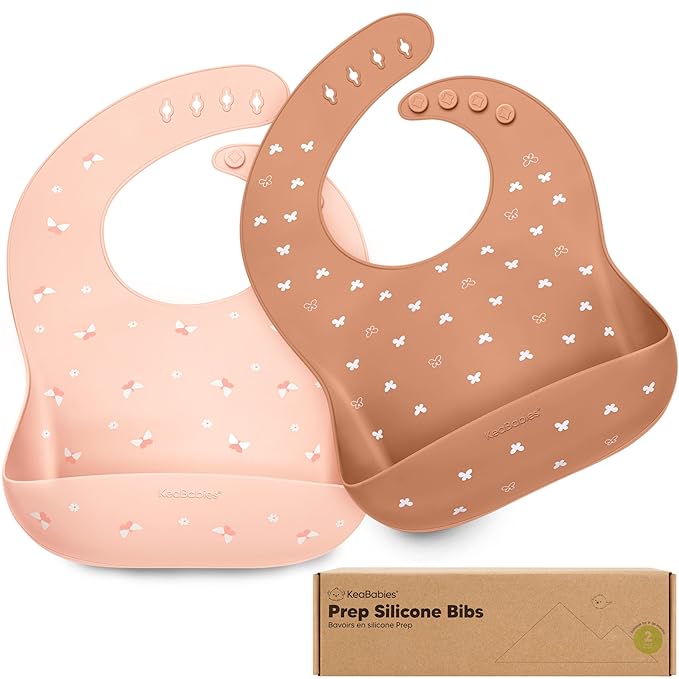KeaBabies 2-Pack Silicone Baby Bibs by KeaBabies