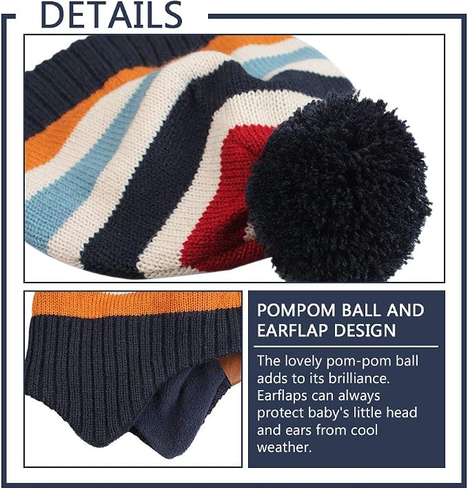 JANGANNSA Knitted Baby Hat Scarf Set Winter Warm Boys Girls Beanie Fleece - Image 3