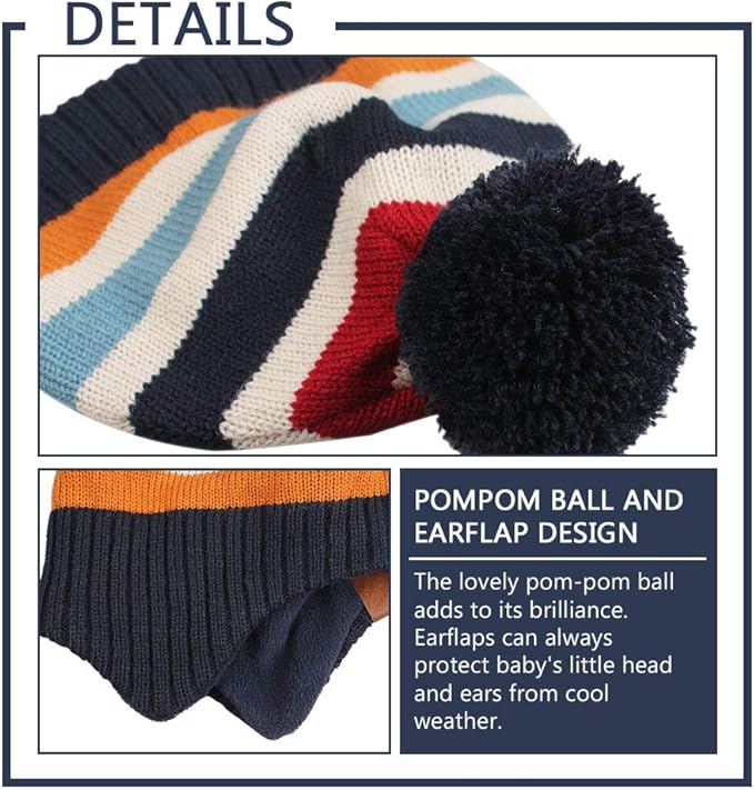 JANGANNSA Knitted Baby Hat Scarf Set Winter Warm Boys Girls Beanie Fleece - Image 3