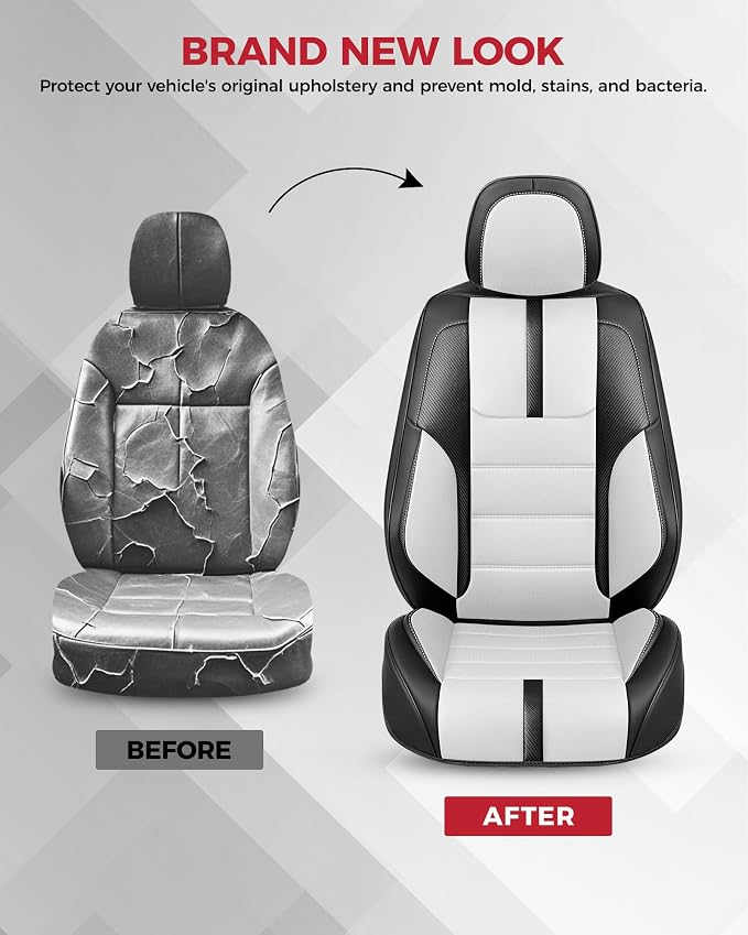 FREESOO Black White Front Car Seat Covers - Image 6
