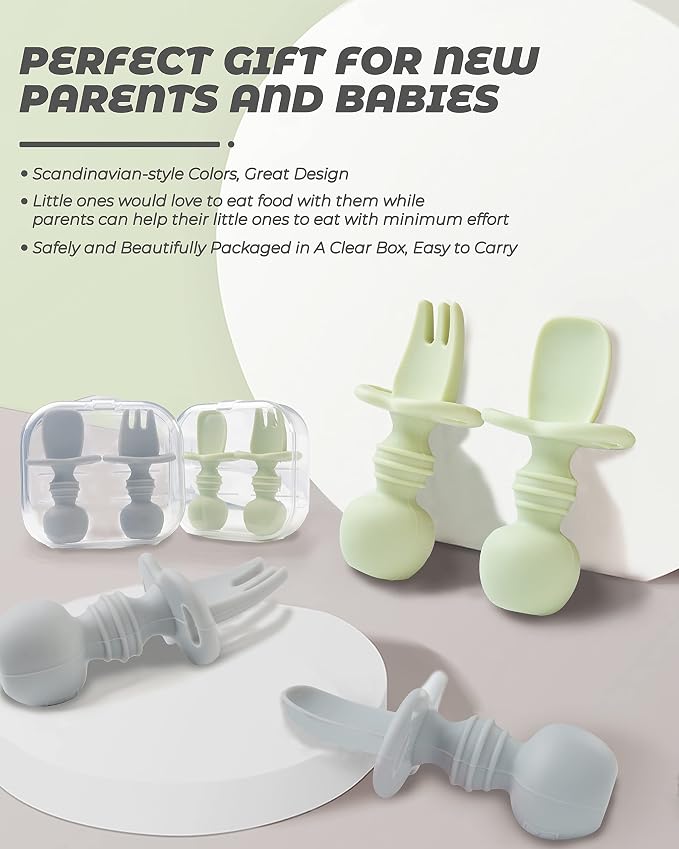 DF DUALFERV 4 Pcs Baby Spoons Self Feeding 6 Months, Silicone Baby Spoons First - Image 7
