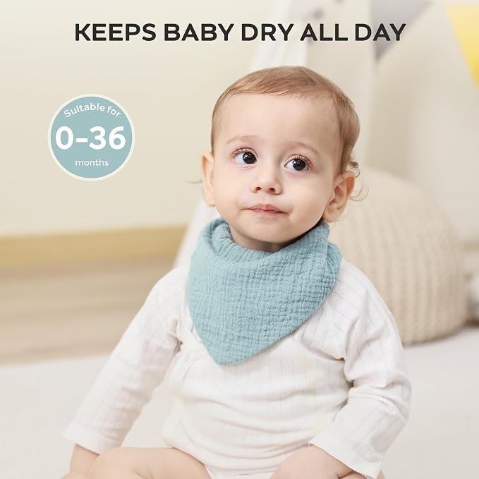 JELLYMONI 10 Pack Muslin Drool Bibs - Image 2