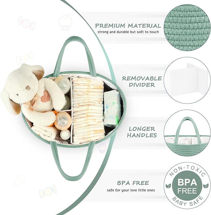Maliton Diaper Caddy Organizer for Baby, Portable Diaper Storage Organizer for - Image 4