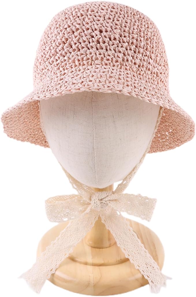 Baby Girl Straw Hat Outdoor Baby Sun Protection Hats Summer Bowknot Beach Cap - Image 2