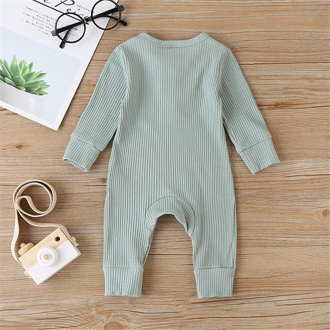 Kuriozud Newborn Infant Unisex Baby Boy Girl Clothes Button Romper Jumpsuit - Image 4