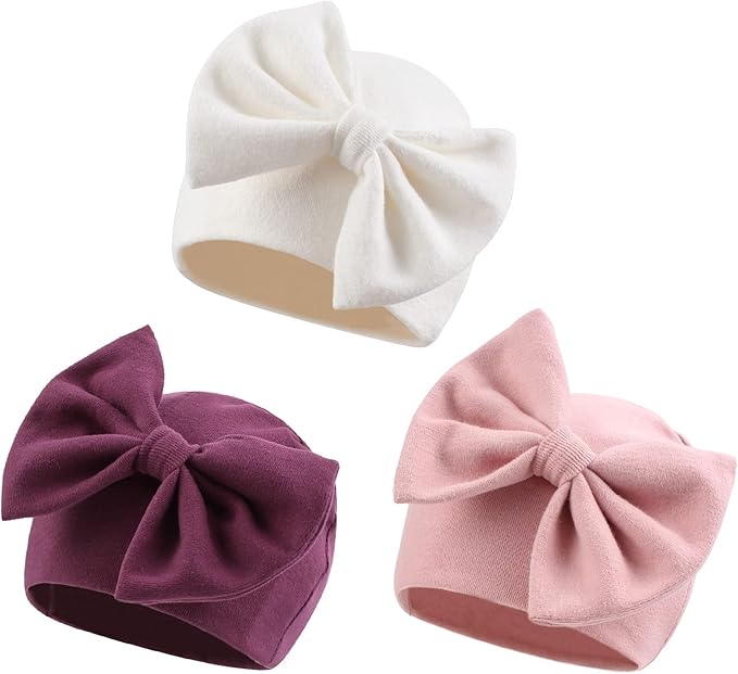 Bamery Newborn Baby Girl Hat Cotton Baby Bow Beanie Preemie Hats Spring Infant by Bamery