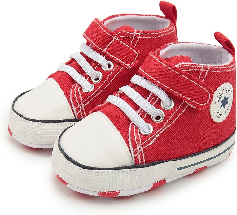 Meckior Baby Girls Boys Canvas Sneakers Soft Sole High-Top Ankle Infant First - Image 3