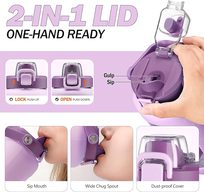 72oz Glass Water Bottle with 2-IN-1 Straw &Chug Lid, Large Motivational Glass - Image 3