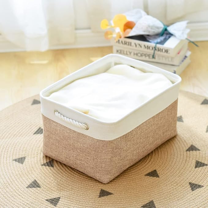 Storage Basket Fabric Sturdy Canvas Storage Bins Organizer - Image 3
