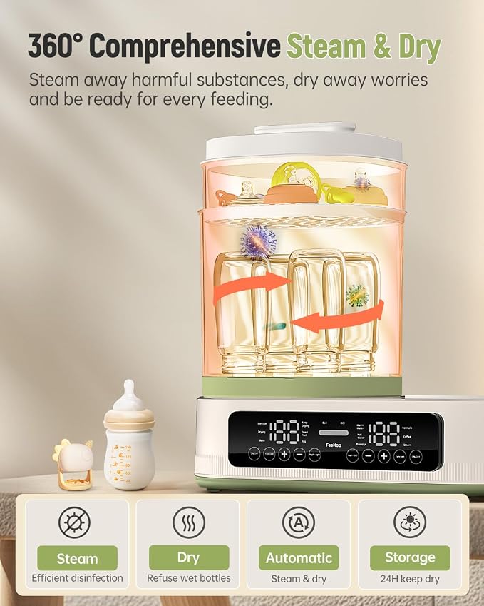 Feekaa Multifunctional Baby Bottle Warmer, Steamer and Dryer, 44oz Baby Formula - Image 4