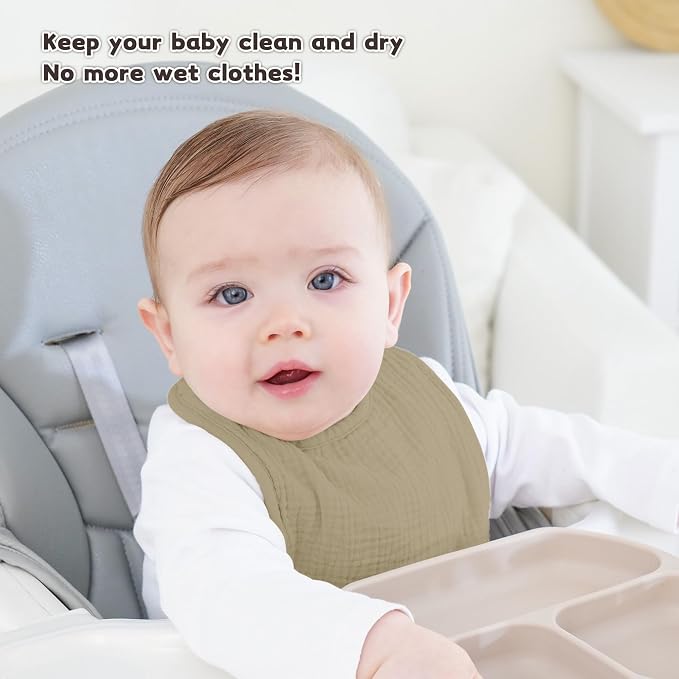 Susurration Muslin Baby Bibs 8 Pack Bandana Drool Bibs, Soft Square Adjustable - Image 2