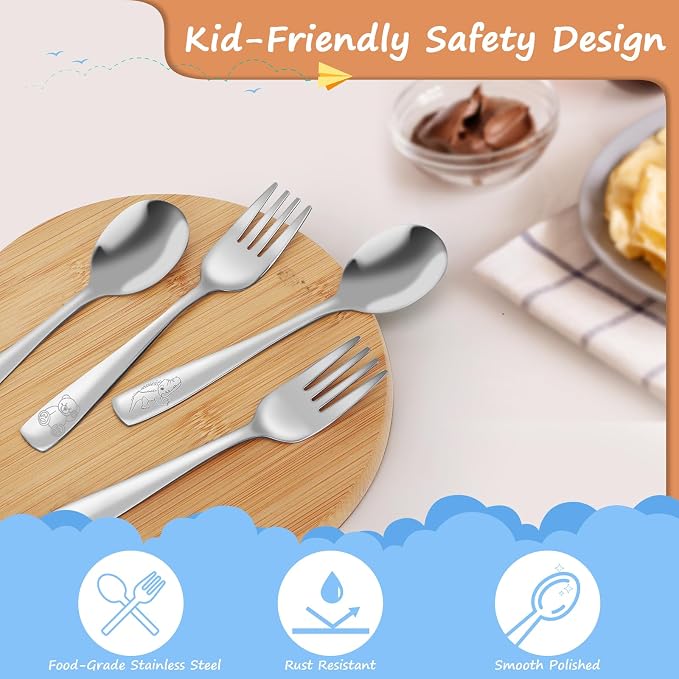 10-Piece Toddler Flatware, Kids Utensils Stainless Steel Cutlery Set, Children - Image 3