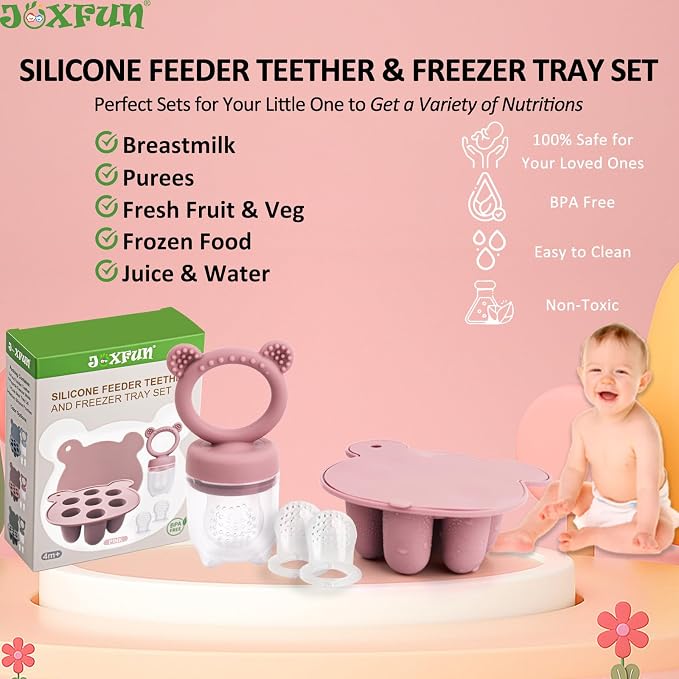 Silicone Baby Fruit Food Feeder & Mini Freezer Nibble Tray, Breastmilk Popsicle - Image 4