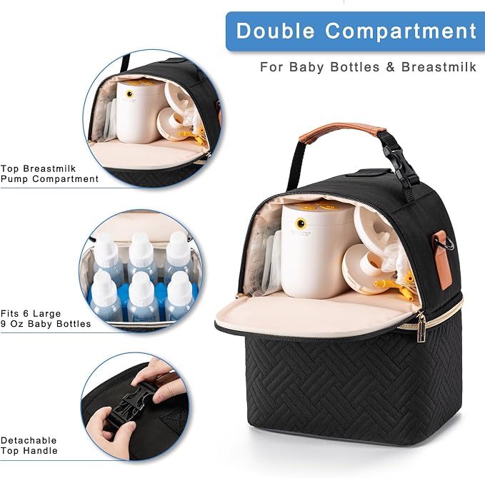 Breastmilk Cooler Bag with Ice Pack & Mat Fit 6 Bottles Up to 9 Ounce, Breast - Image 2