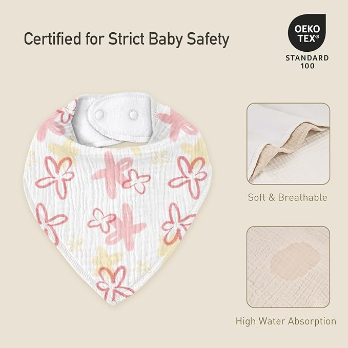 Muslin Baby Bibs 8 Pack, Baby Bandana Drool Bib - Image 6