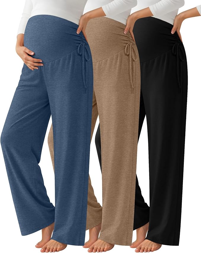 Neer 3 Pack Women's Maternity Pants Over The Belly Loose Pregnancy Pants by Neer