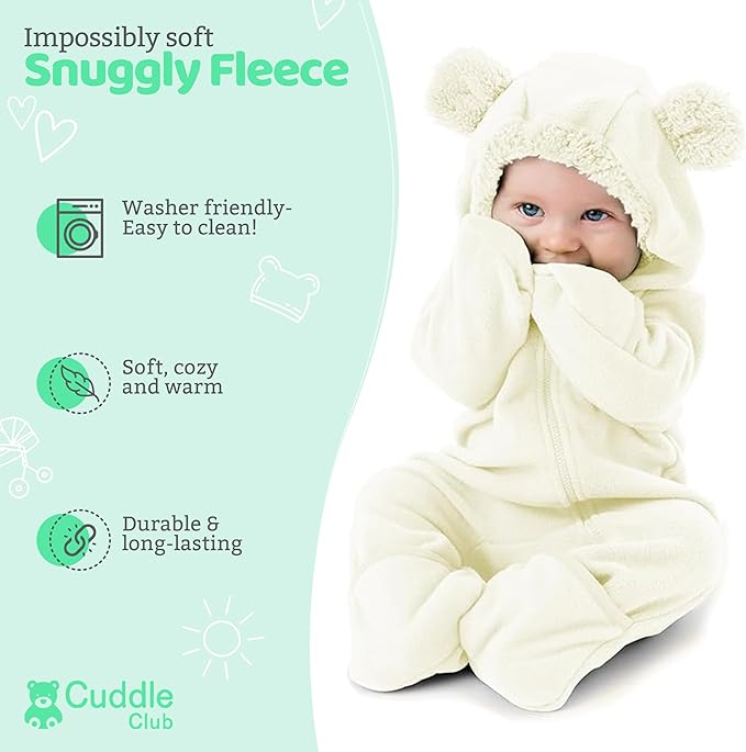 Cuddle Club Fleece Baby Bunting Bodysuit - Image 2