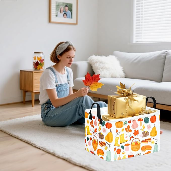 Rectangle Autumn Harvest Gift Storage Home Shelf Storage Basket Organizer Box - Image 2