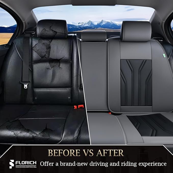 FLORICH Rear Seat Covers Leather Car Seat Covers Waterproof Back Seat Cover - Image 6