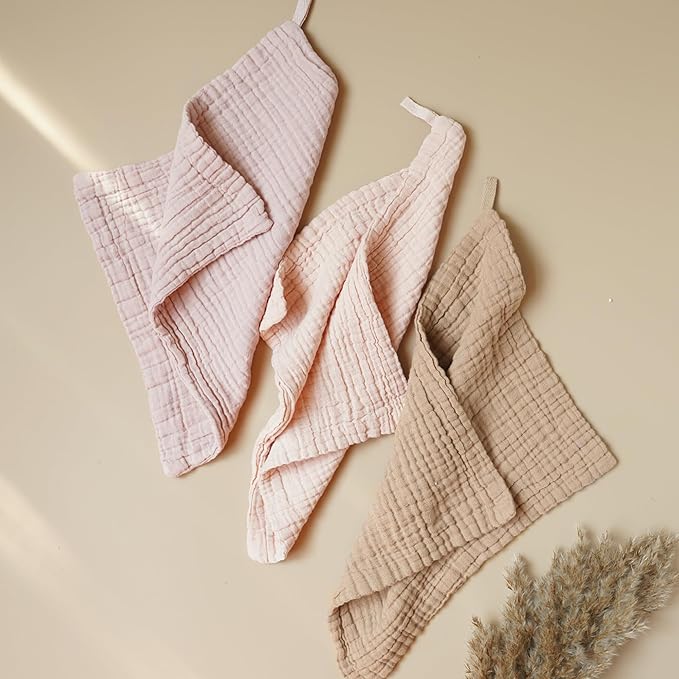Konssy Baby Muslin Washcloths 7-Pack, 100% Cotton Baby Bath Washcloths - Image 3