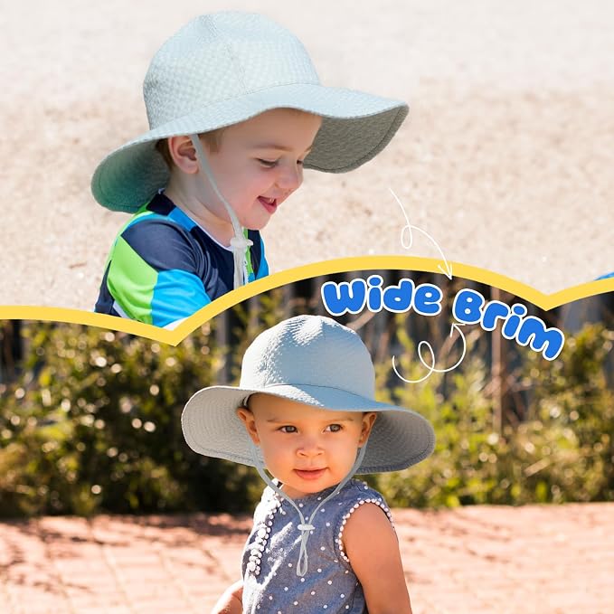 HONGTEYA Baby Sun Hat Toddler Girl Beach Hat Adjustable Outdoor Summer Hat UPF - Image 4