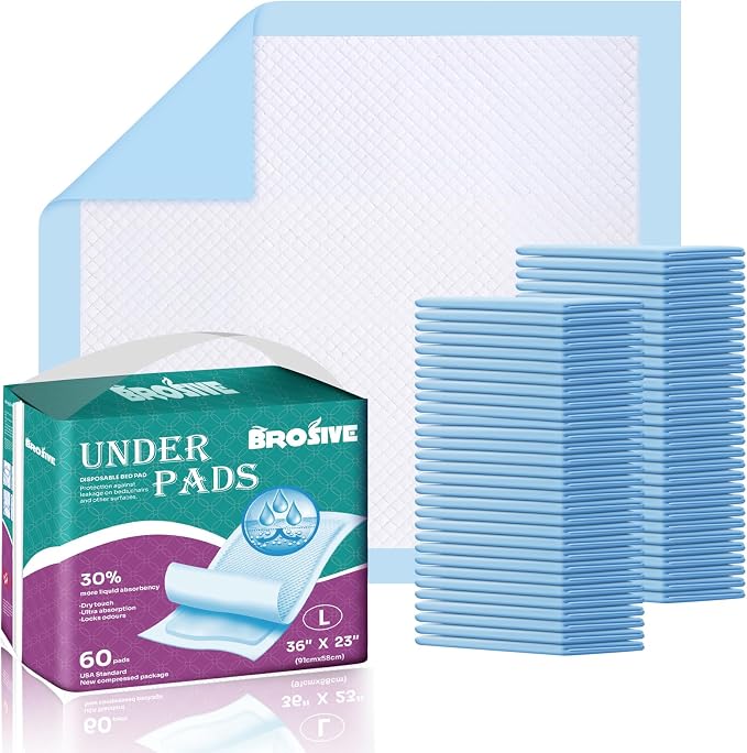 Disposable Bed Pads for Incontinence 23" x 36" by Brosive