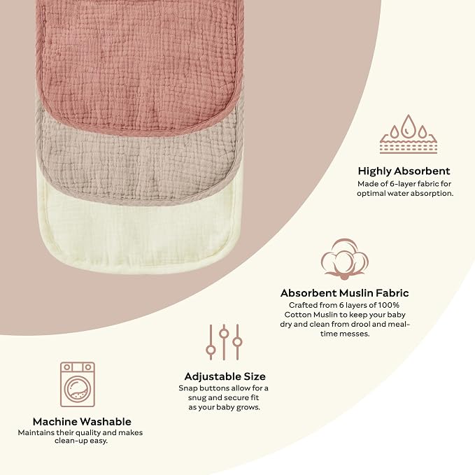 JELLYMONI 8 Pack Muslin Drool Bibs - Image 6