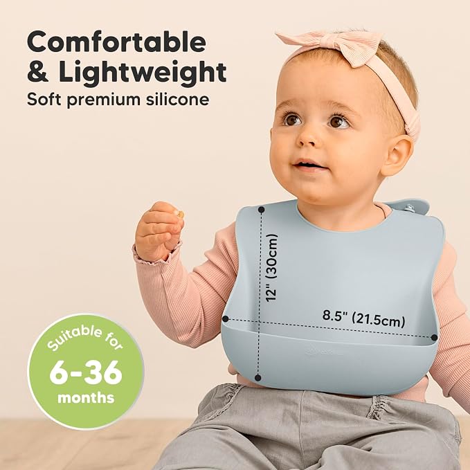 KeaBabies 2-Pack Silicone Baby Bibs - Image 3