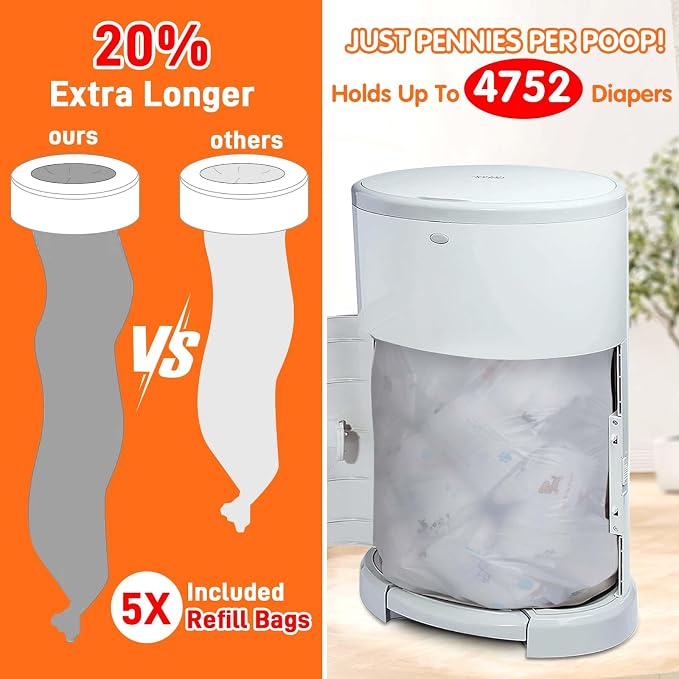 8 Pack Refills Compatible with DEKOR CLASSIC Diaper Pails | 20% Extra Length - Image 3