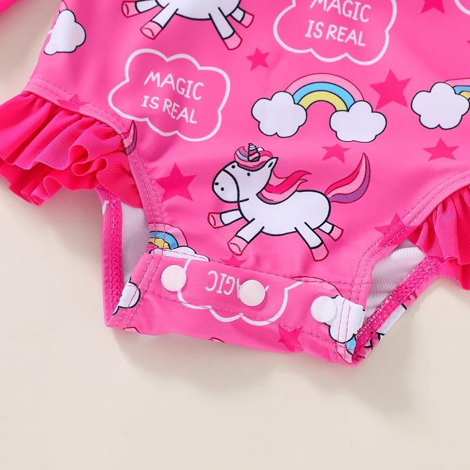 Infant Baby Girl Swimsuit One-Piece Long Sleeve Rash Guard - Image 6