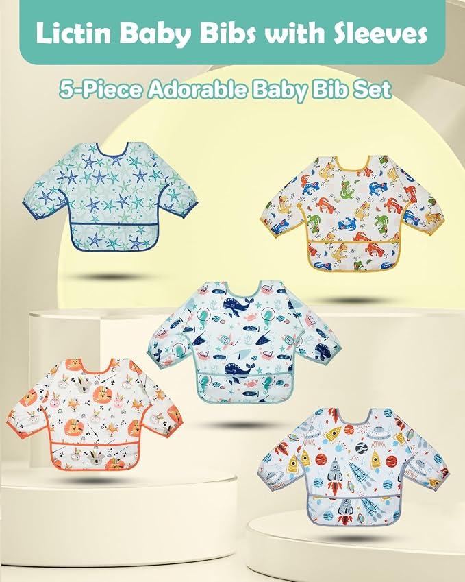 Lictin Long Sleeve Bibs 5 Pack - Image 2