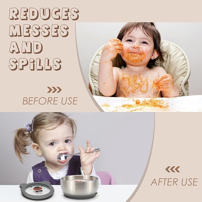 MR. CHOU Baby Bowls with Non-Slip Silicone Suction Cup, Insulated Double-Layer - Image 6