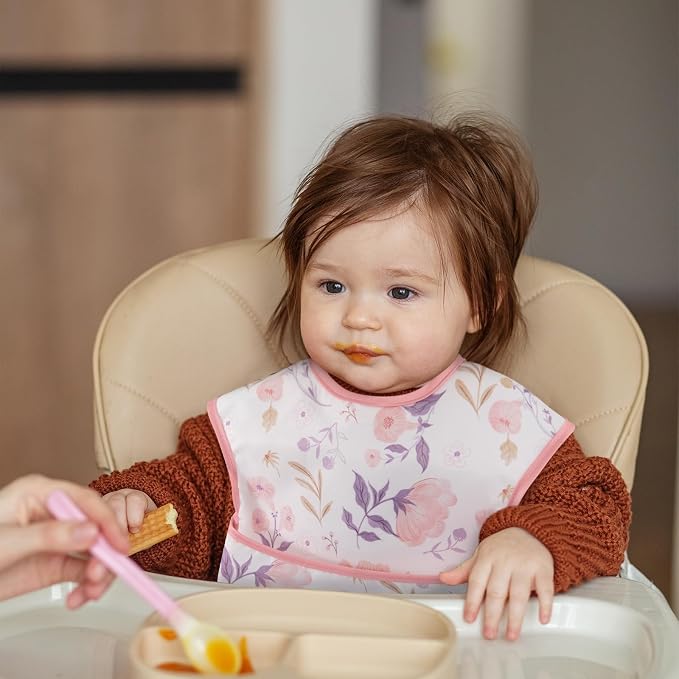 Mess Proof Baby Bib 3 Pack, Waterproof Led Weaning Baby Feeding Bibs - Image 2