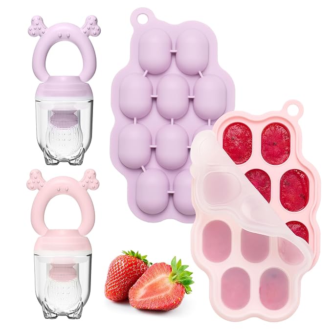 KingKam Baby Breastmilk Popsicle Molds & Baby Fruit Feeder, Baby Food Freezer by KingKam