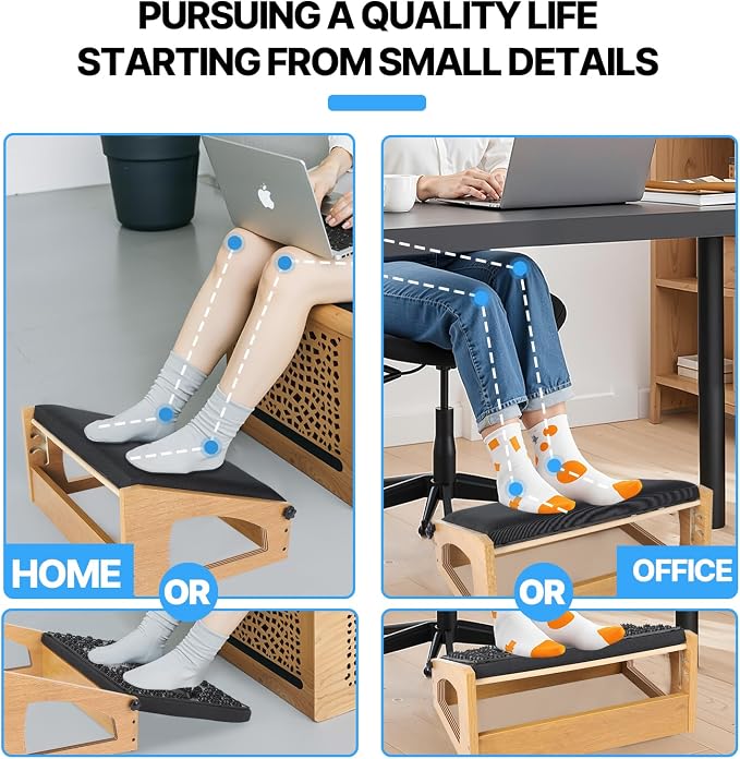 Ergonomic Foot Rest, 4 Adjustable Height Foot Stool, Footrest Under Desk， Flip - Image 5