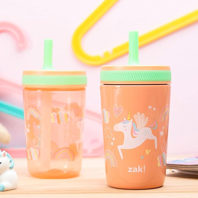Zak Designs Unicorn Kelso Tumbler Set, Leak-Proof Screw-On Lid - Image 2