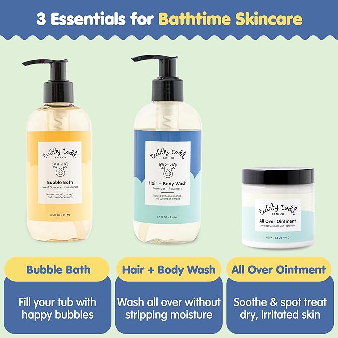 TUBBY TODD Essentials Baby Bath Gift Set – 8.5oz Hair+Body Wash, 8.5oz Bubble - Image 3