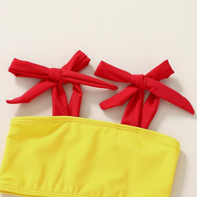 YOUNGER TREE Toddler Girls Two Pieces Swimsuit Color Block Stripe Swimwear - Image 4