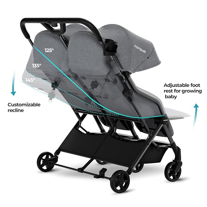 Mompush Lithe Double Stroller, Lightweight Side by Side Stroller - Image 3