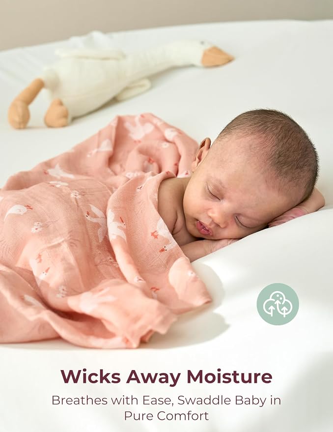 Momcozy Muslin Best Wishes Swaddle Blankets, Ultra Soft Neutral Registry - Image 5