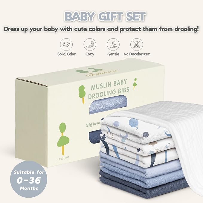 Susurration Muslin Baby Drool Bibs 6Pack Soft Triangular Adjustable Baby - Image 6
