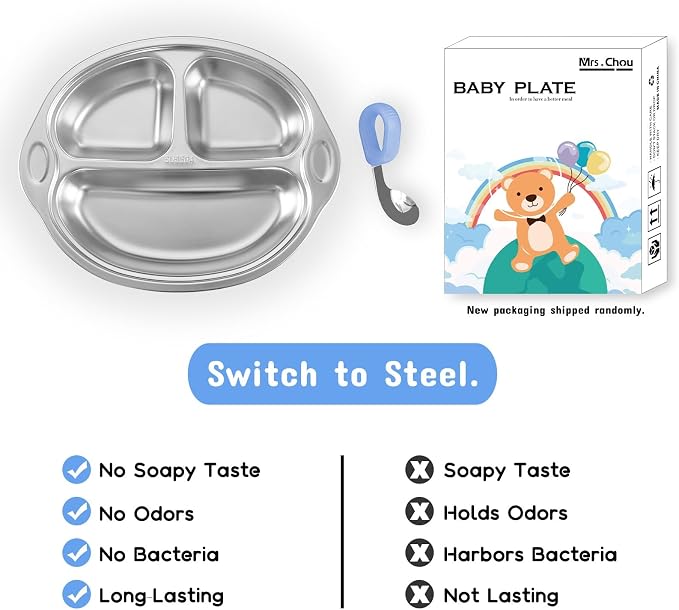 Stainless Steel Baby Suction Plates: Divided Plates - Image 4