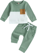 Toddler Baby Boy Fall Clothes Waffle Contrast Color Sweatshirt Pants Sets by GGBNOMER